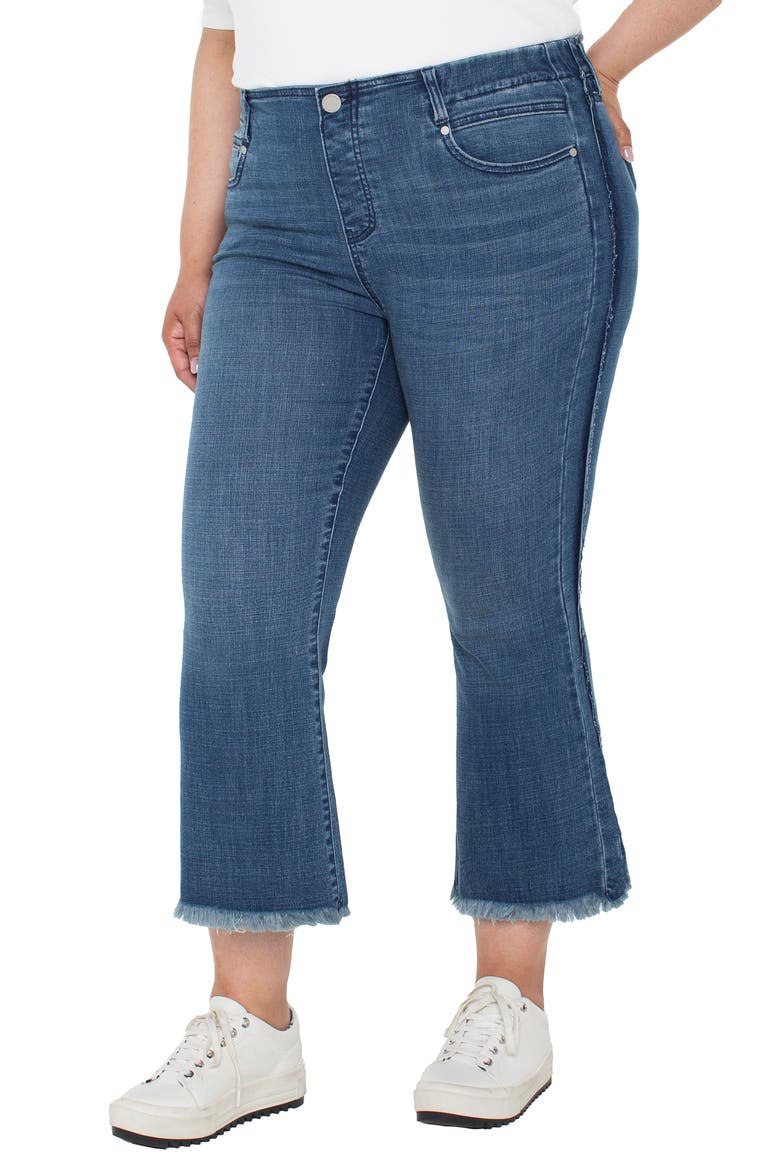 Gia Glider Frayed Side Stripe Pull-On Crop Flare Jeans, Main, color, TACOMA