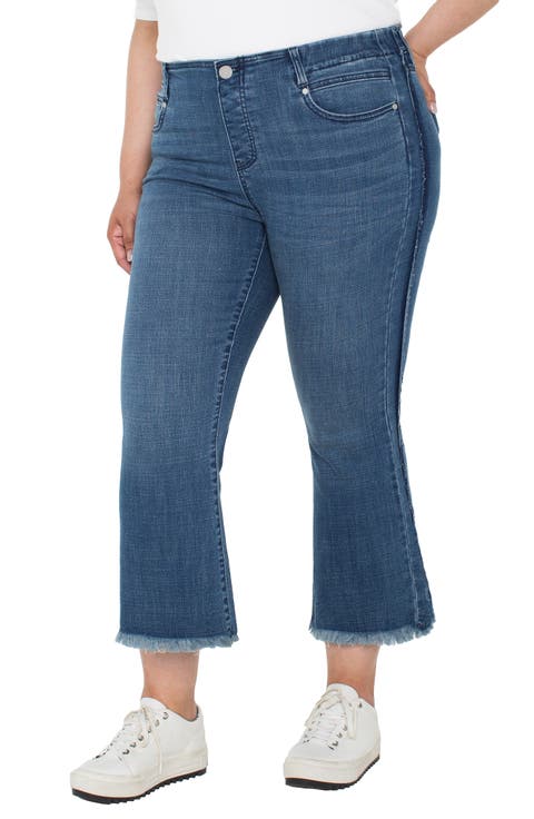 Gia Glider Frayed Side Stripe Pull-On Crop Flare Jeans (Tacoma) (Plus)