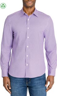 CONSTRUCT Slim Fit Mosaic Dot Recycled 4-Way Stretch Performance Long Sleeve Shirt