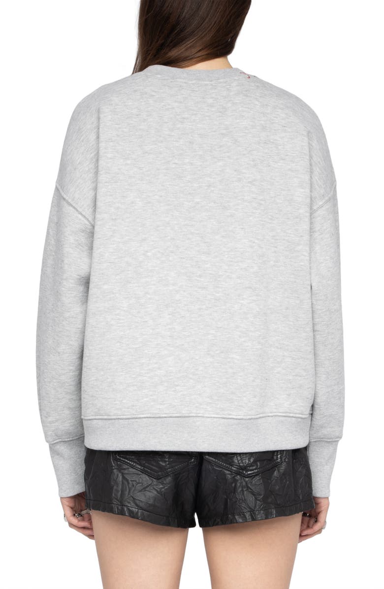 Zadig & Voltaire Oscar Flowing Heart Graphic Organic Cotton Blend Sweatshirt, Alternate, color,