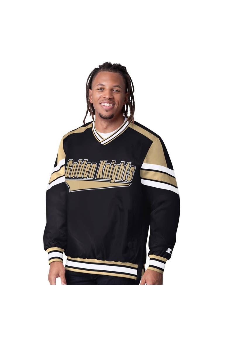 Men's Starter  Black Vegas Golden Knights Reliever V-Neck Pullover Jacket, Main, color, Black