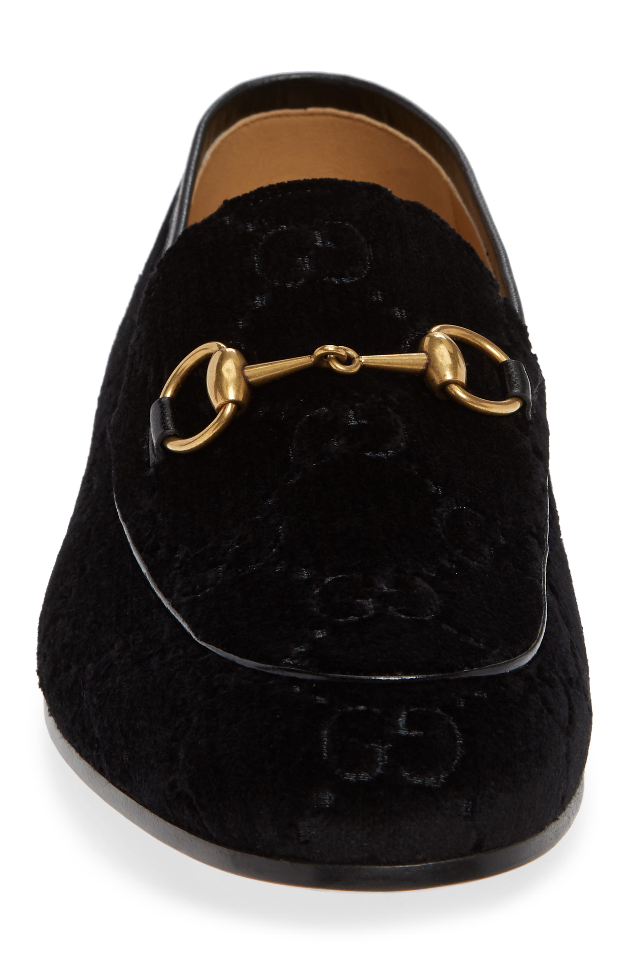 Jordaan Horsebit GG Velvet Loafer, Alternate, color, NERO/ NERO