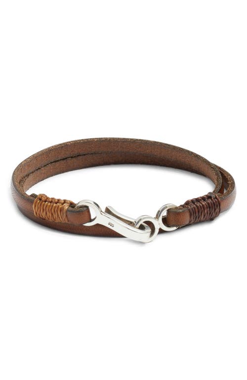 Caputo & Co Leather Double Wrap Bracelet In Brown