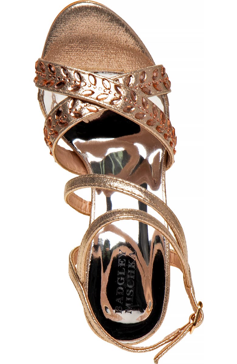 BADGLEY MISCHKA Big Girls Dress Heel Sandals, Alternate, color, Rose Gold