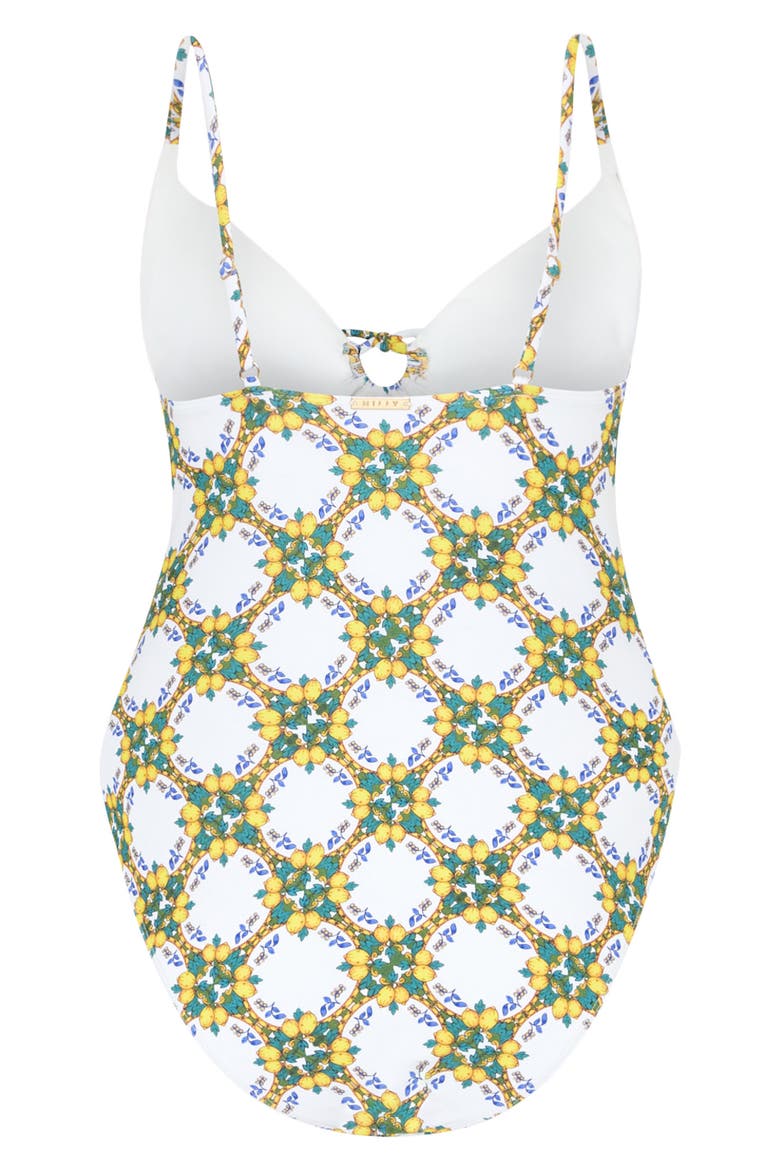 Lemon Tile Ring One-Piece Swimsuit, Alternate, color, WHITE MULTI