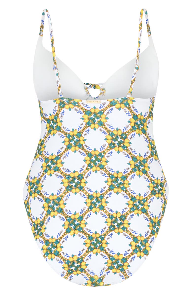 Milly Lemon Tile Ring One-Piece Swimsuit, Alternate, color, White Multi