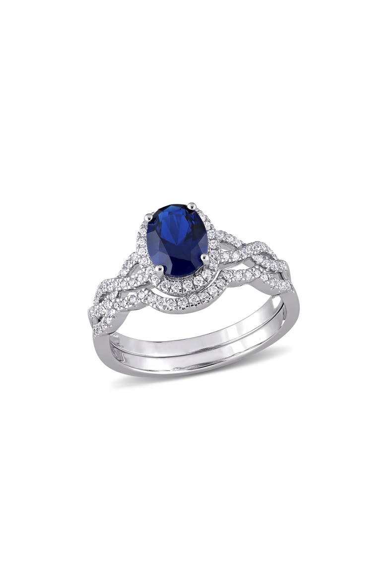 Sterling Silver Oval CZ Ring, Main, color, BLUE
