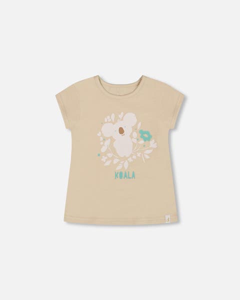 Baby Girl's Organic Cotton Tee Beige And Cream Koala