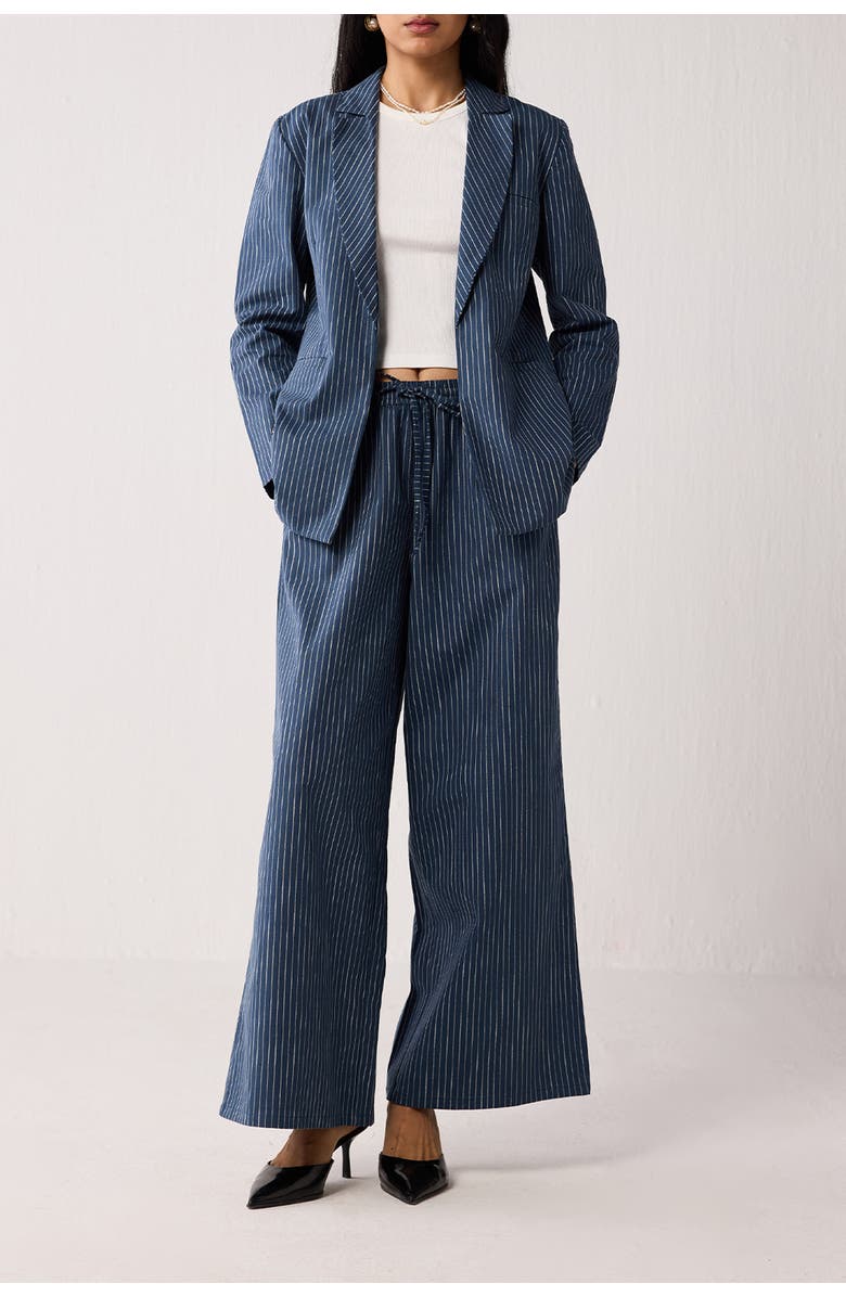 Reistor Weekday Blazer and Wide-leg Drawstring Pants Set, Main, color, Twilight Tracks