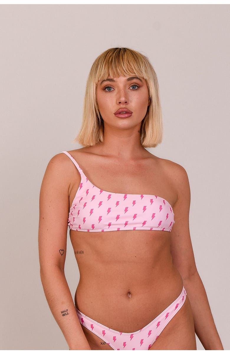 OOSC Strike of Luck Cold Shoulder Bikini Top, Main, color, Medium Pink
