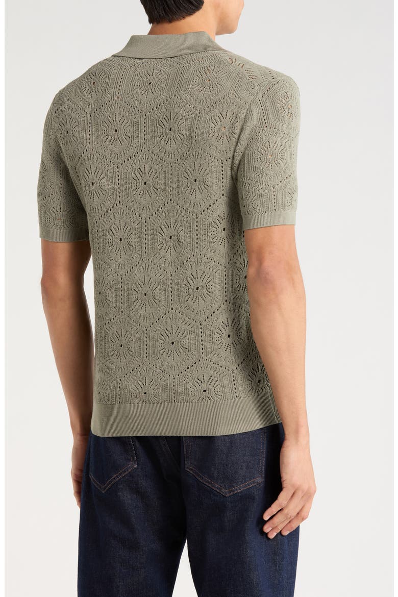 Pointelle Knit Short Sleeve Button-Up Shirt, Alternate, color, SAGE GREEN