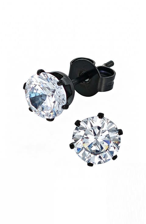 Cubic Zirconia Solitaire Stud Earrings