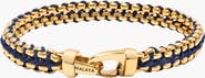 Nialaya Navy Woven Box Chain Bracelet in Gold