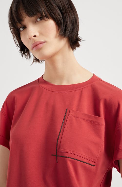Brunello Cucinelli T-shirt Whit Embellishments In Red