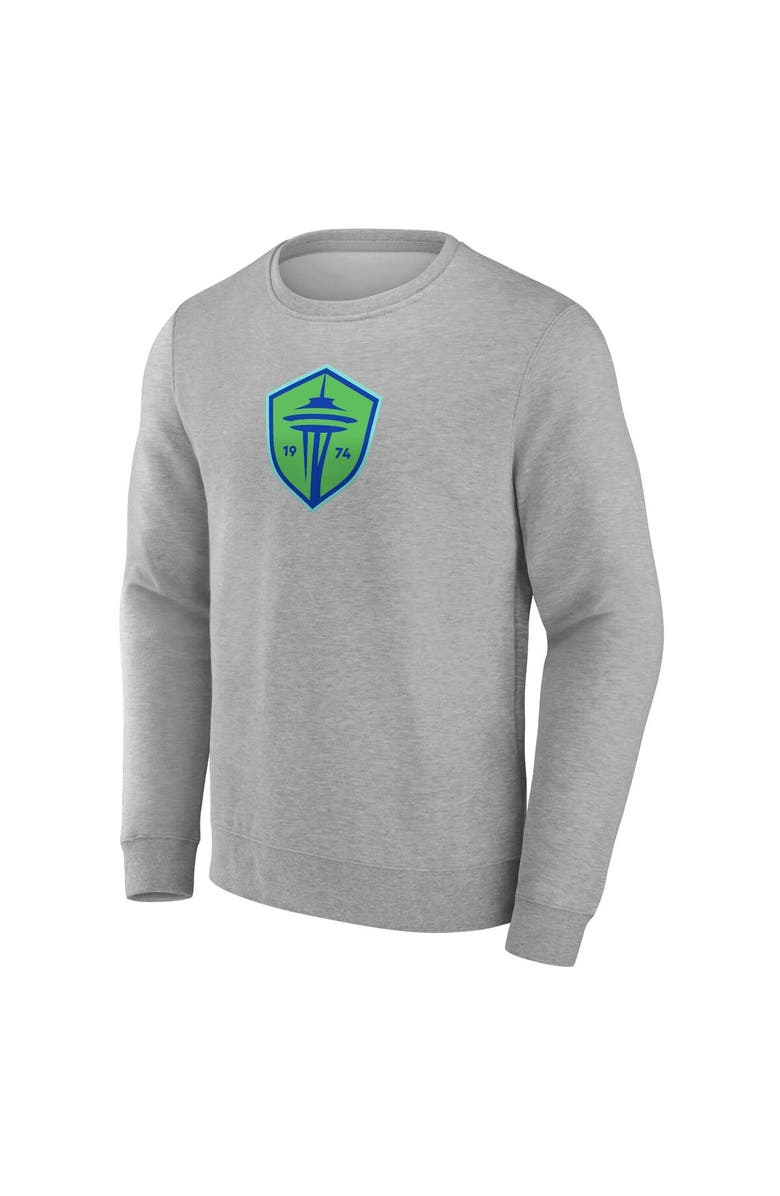 FANATICS Men's Fanatics Branded  Heather Gray Seattle Sounders FC  Primary Logo Fleece Sweatshirt, Alternate, color, Heather Gray