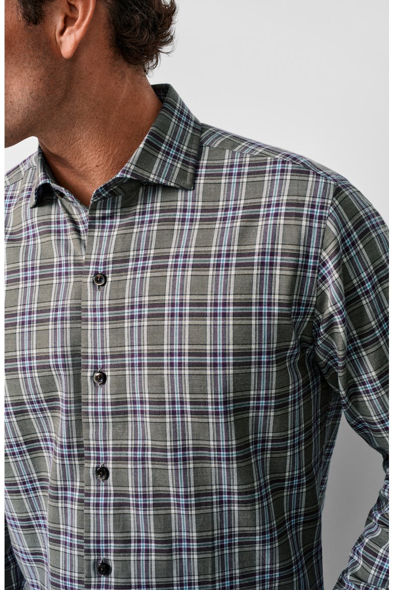 Plaid Cotton Sport Shirt, Alternate, color, OLIVE/ MULTI
