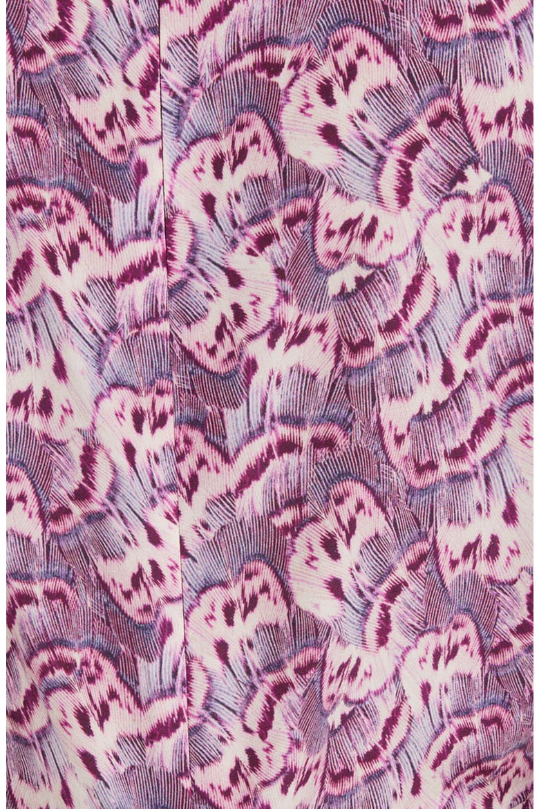 Albini Abstract Print Ruched Stretch Silk Midi Dress, Alternate, color, MAUVE