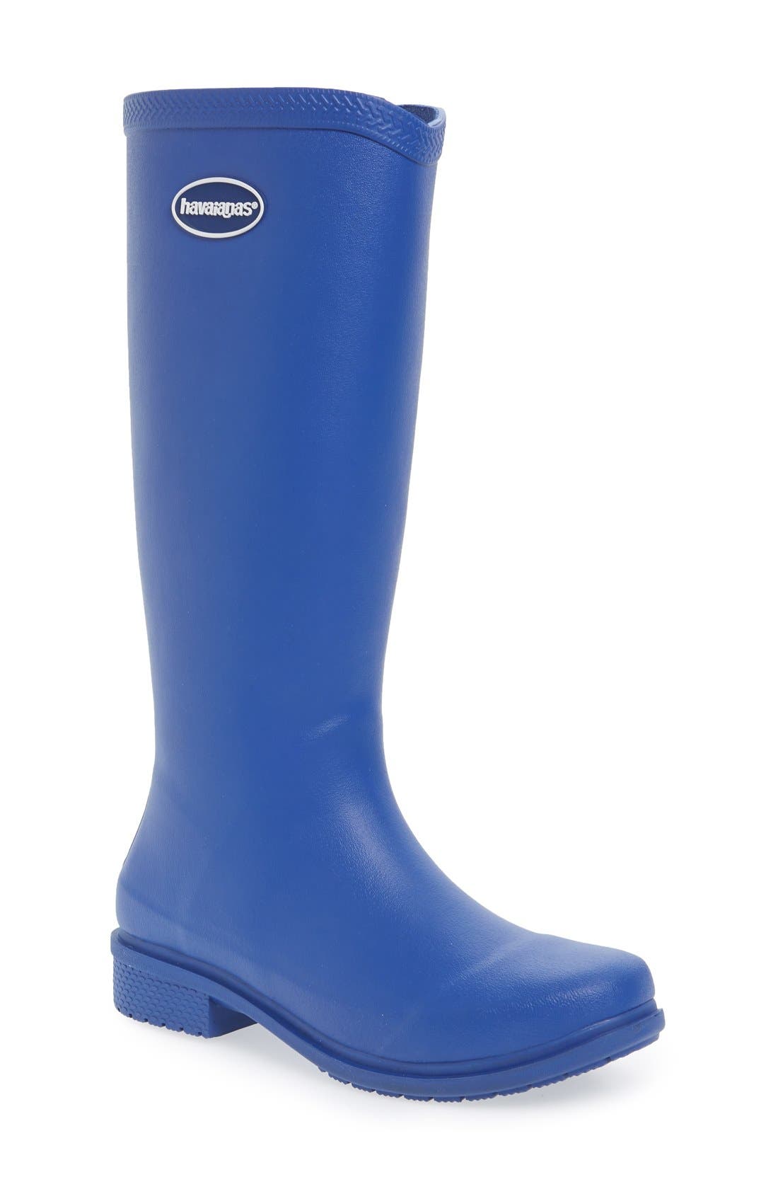 'Galochas Hi Matte' Waterproof Rain Boot, Main, color, MARINE BLUE