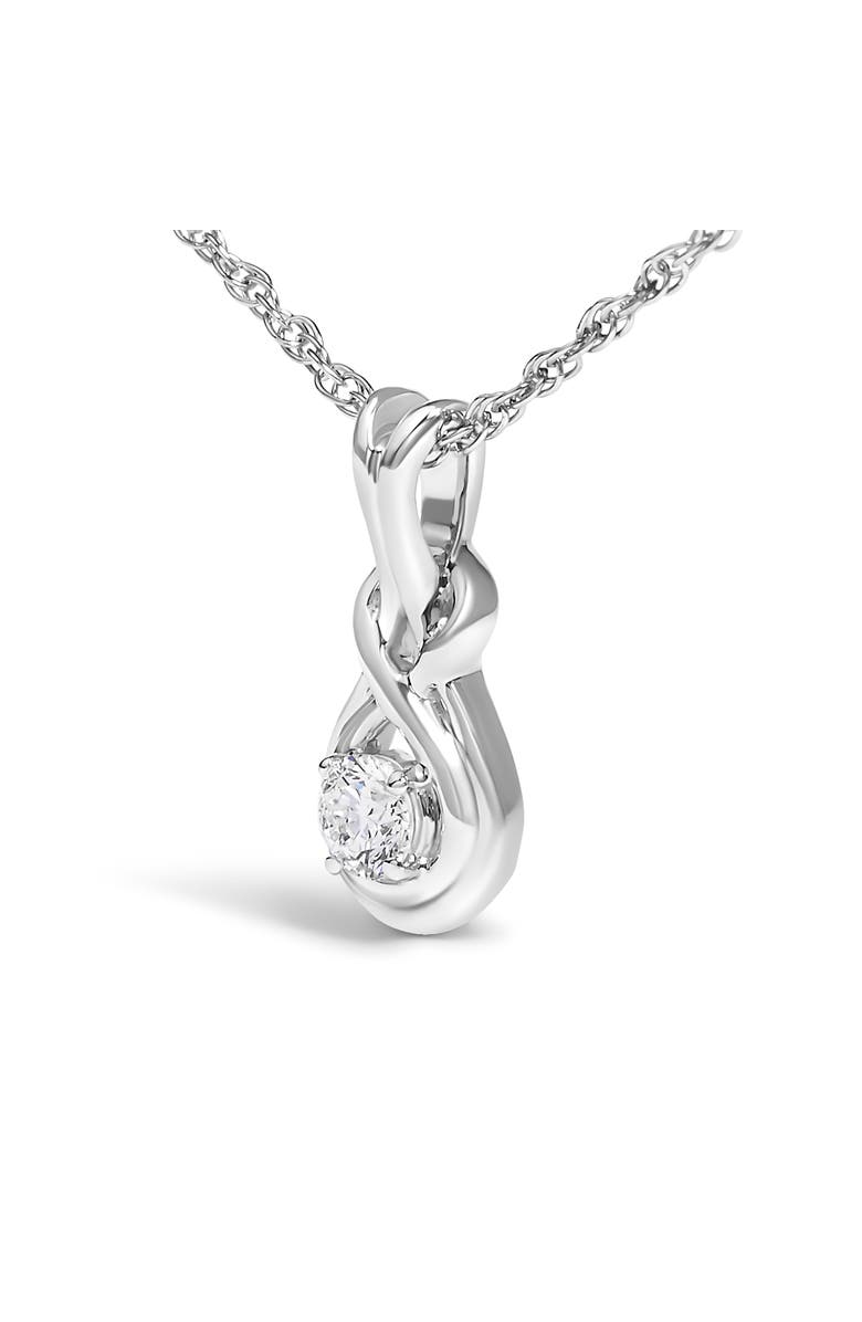 Haus of Brilliance Silver 1/10 Cttw Lab Grown Diamond Love Knot Solitaire Pendant Necklace, Alternate, color, White