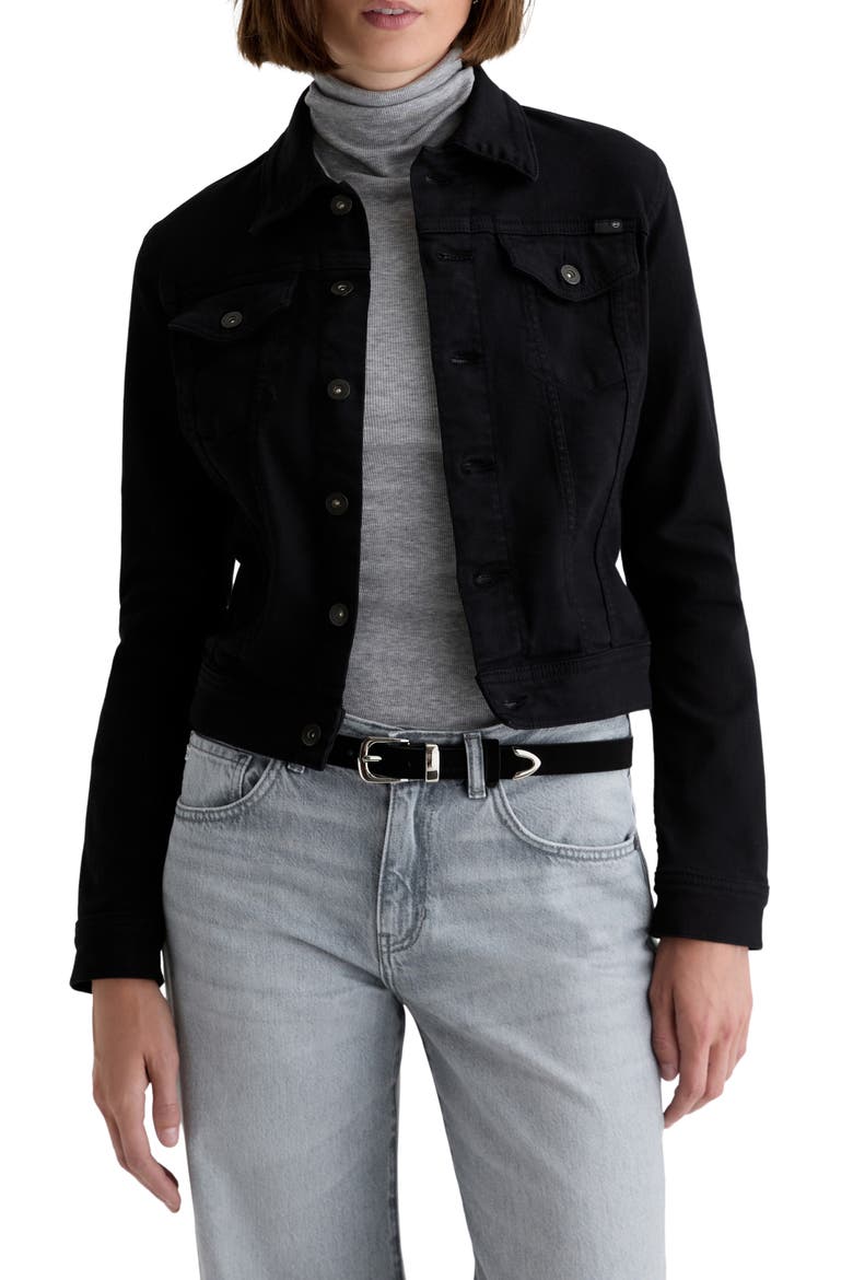 Robyn Denim Trucker Jacket, Main, color, SUPER BLACK