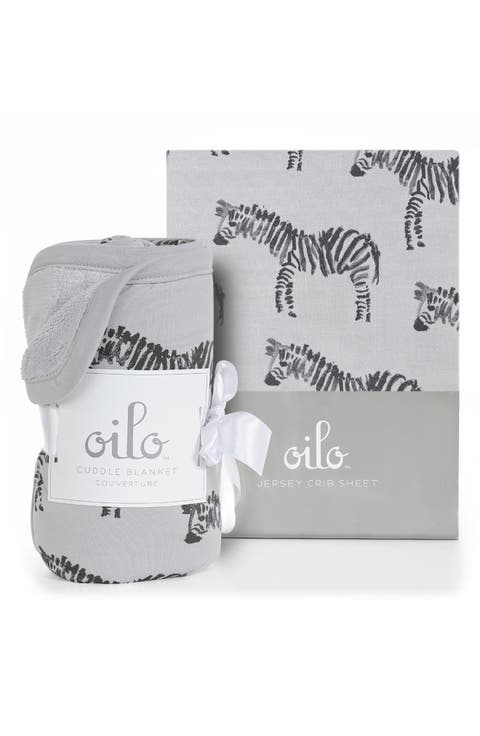 Zebra Cuddle Blanket & Fitted Crib Sheet Set