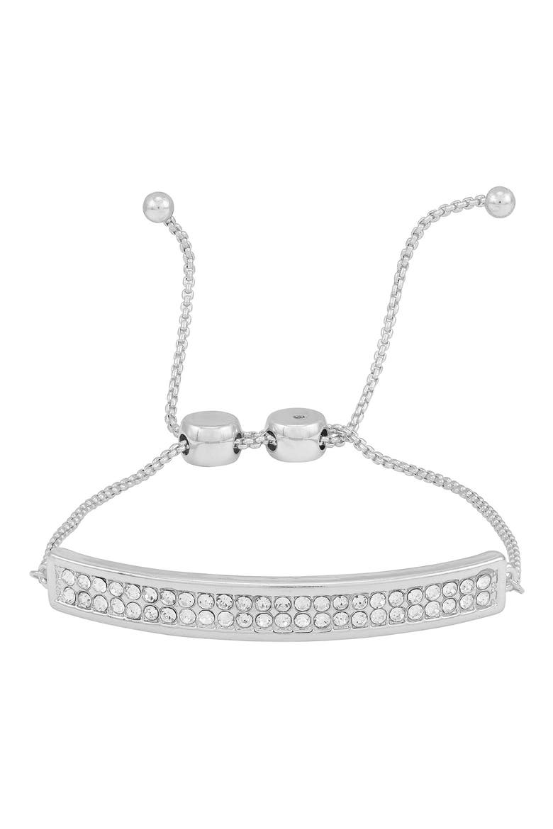 Pavé Crystal Bar Slider Bracelet, Main, color, SILVERTONE