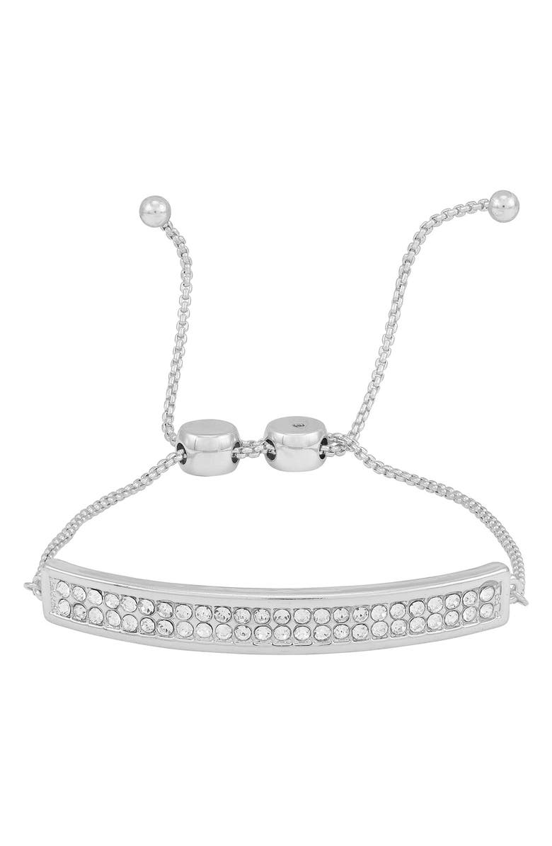 Vince Camuto Pavé Crystal Bar Slider Bracelet, Main, color, Silvertone