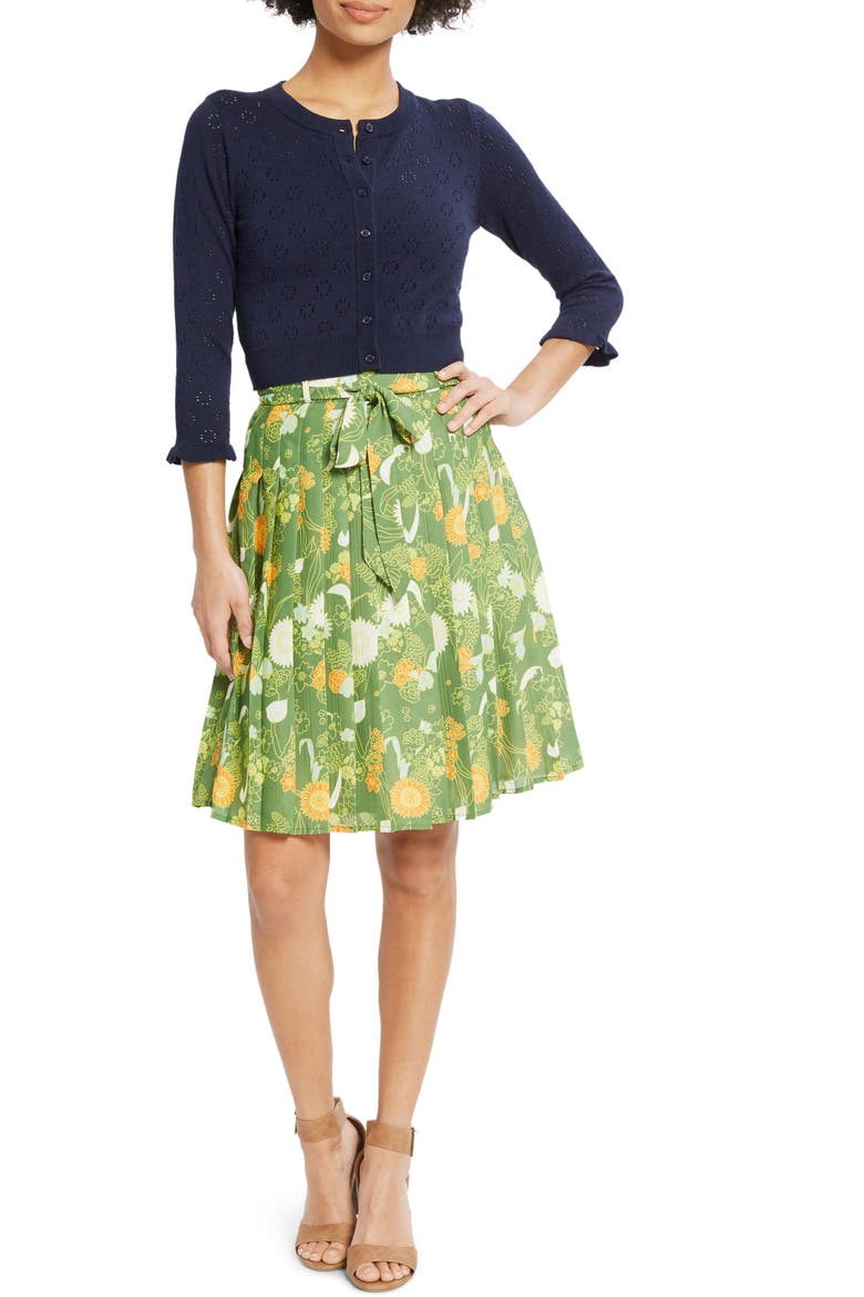 Ruffle Sleeve Crop Cardigan, Alternate, color, NAVY