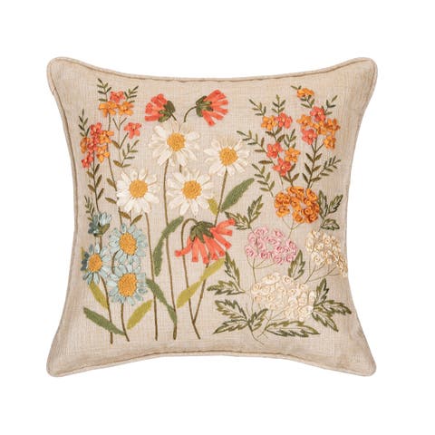 Daisy Garden Flowers Accent Throw Pillow 16" x 16"