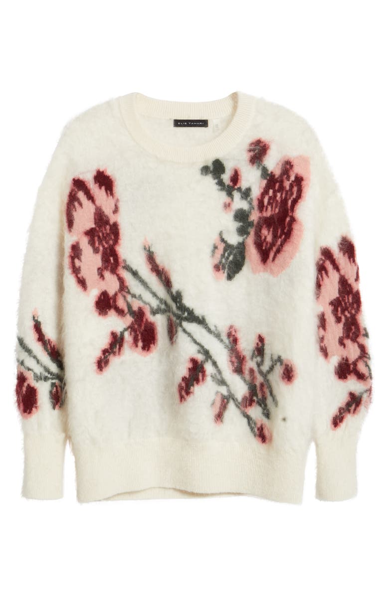 Elie Tahari The Roberta Floral Cashmere Crewneck Sweater, Alternate, color, Horizon Blue Floral