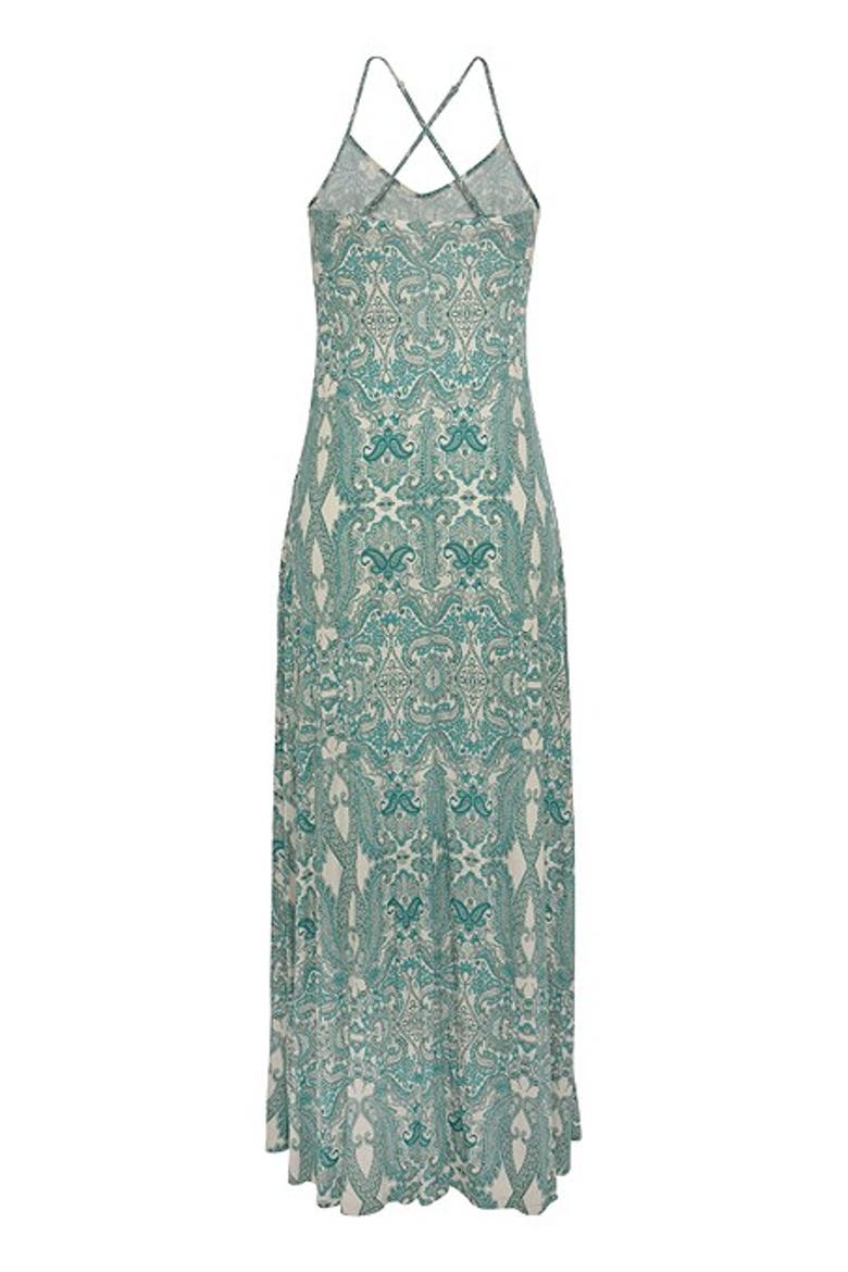 Women's Crossed Strap Maxi Dress, Alternate, color, Green Patterned