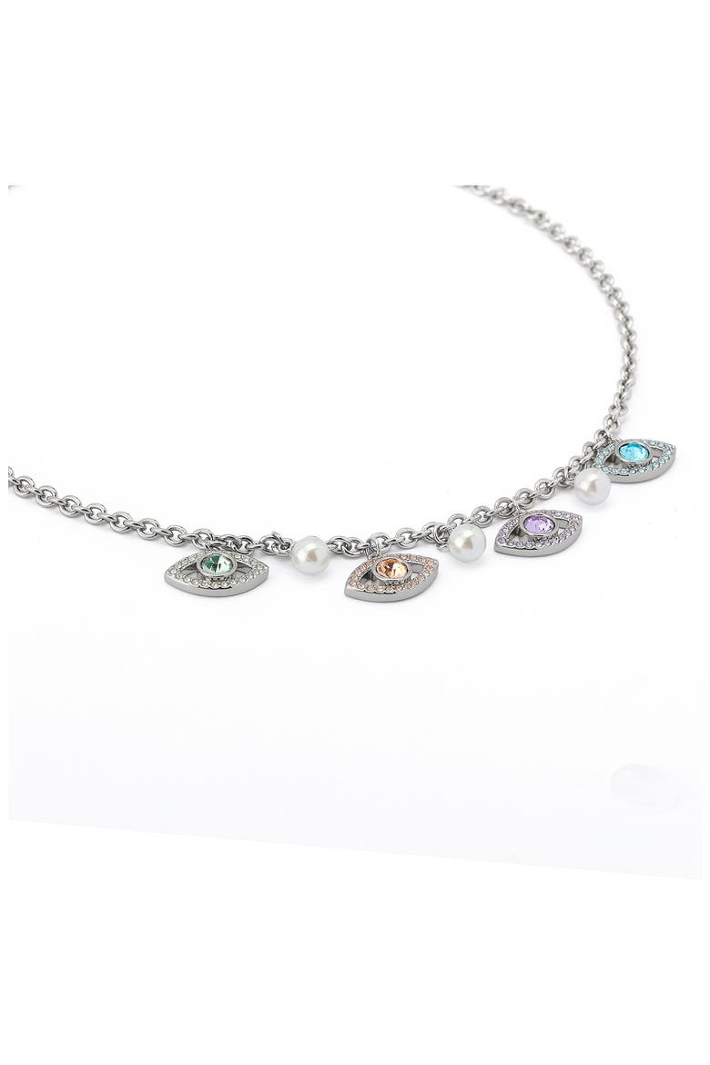 Pavé Evil Eye Charm Necklace, Alternate, color, SILVER MULTI