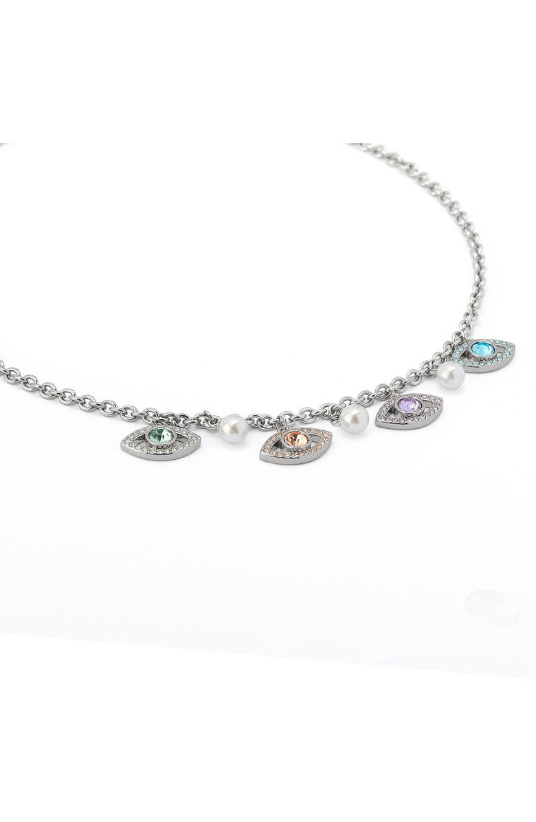 Kurt Geiger London Pavé Evil Eye Charm Necklace, Alternate, color, Silver Multi