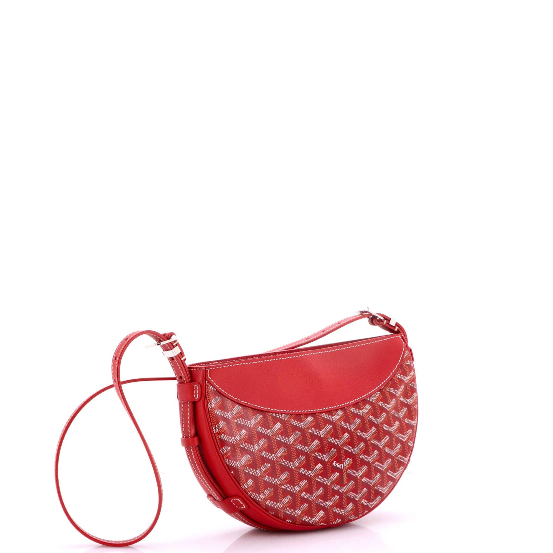 Hirondelle Shoulder Bag Coated Canvas and Leather, Alternate, color, Red
