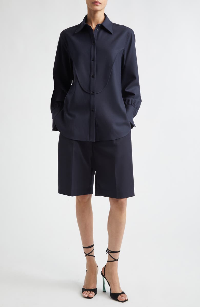 Victoria Beckham Tailored Wool Blend Bermuda Shorts, Alternate, color, Midnight