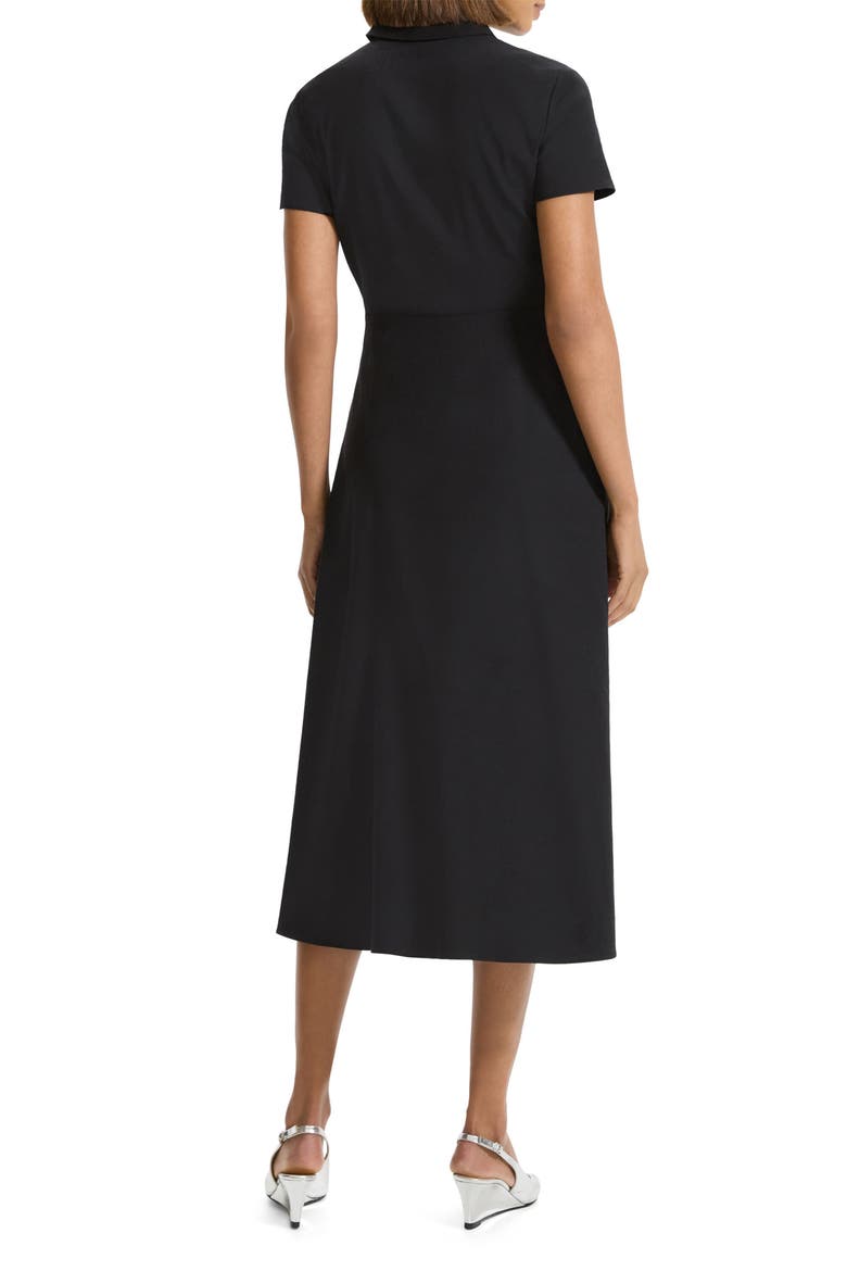 Short Sleeve Linen Blend Midi Shirtdress, Alternate, color, BLACK