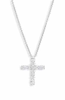 Oval Cross Cubic Zirconia Pendant Necklace