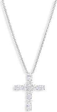 Nadri Oval Cross Cubic Zirconia Pendant Necklace