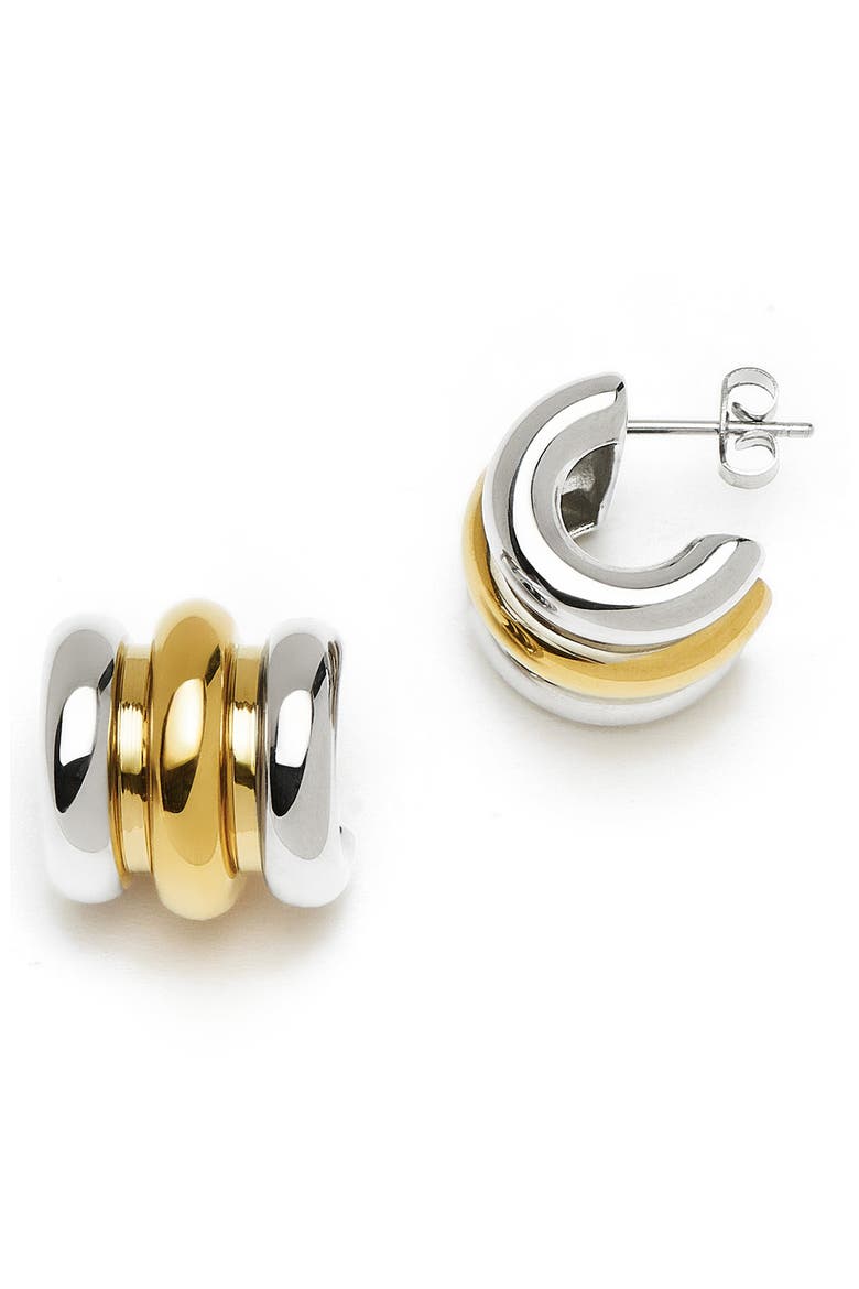 Chubby Triple Hoop Earrings, Main, color, MIXED