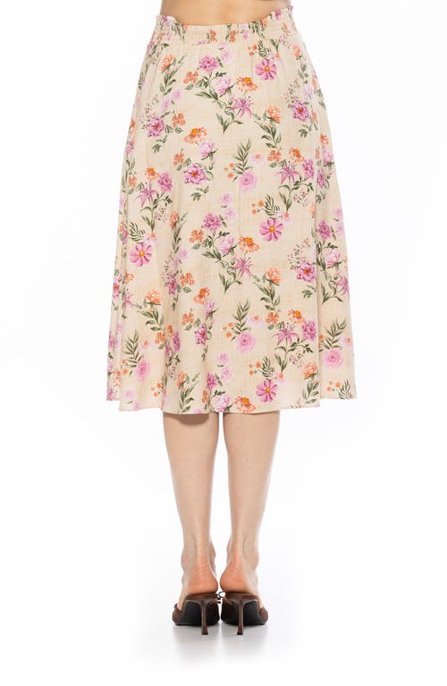 Alexia Admor Kliene Floral Smocked A-line Skirt In Beige/pink Floral