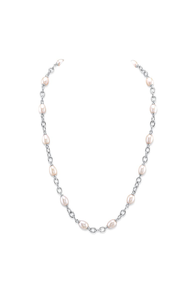 White Freshwater Baroque Pearl Miren Necklace, Main, color, Sterling Silver