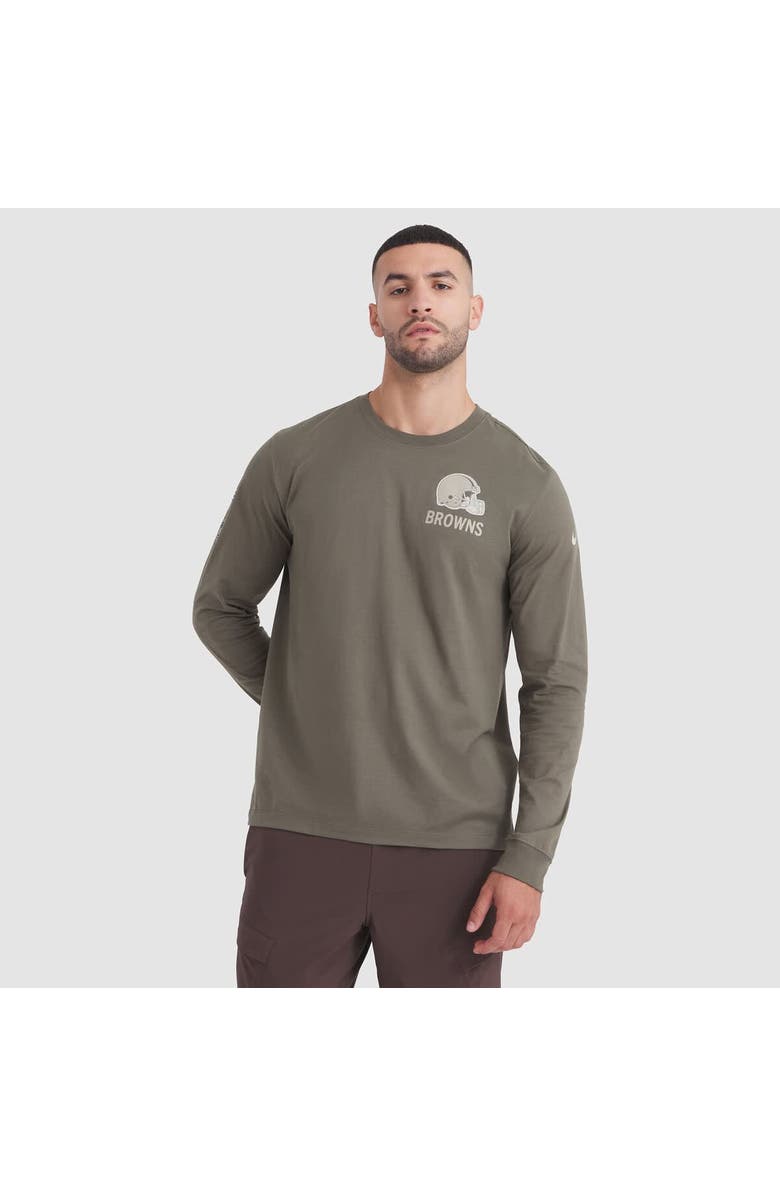 Nike Men's Nike Olive Cleveland Browns 2025 Salute to Service Sideline Long Sleeve T-Shirt, Main, color, Olive