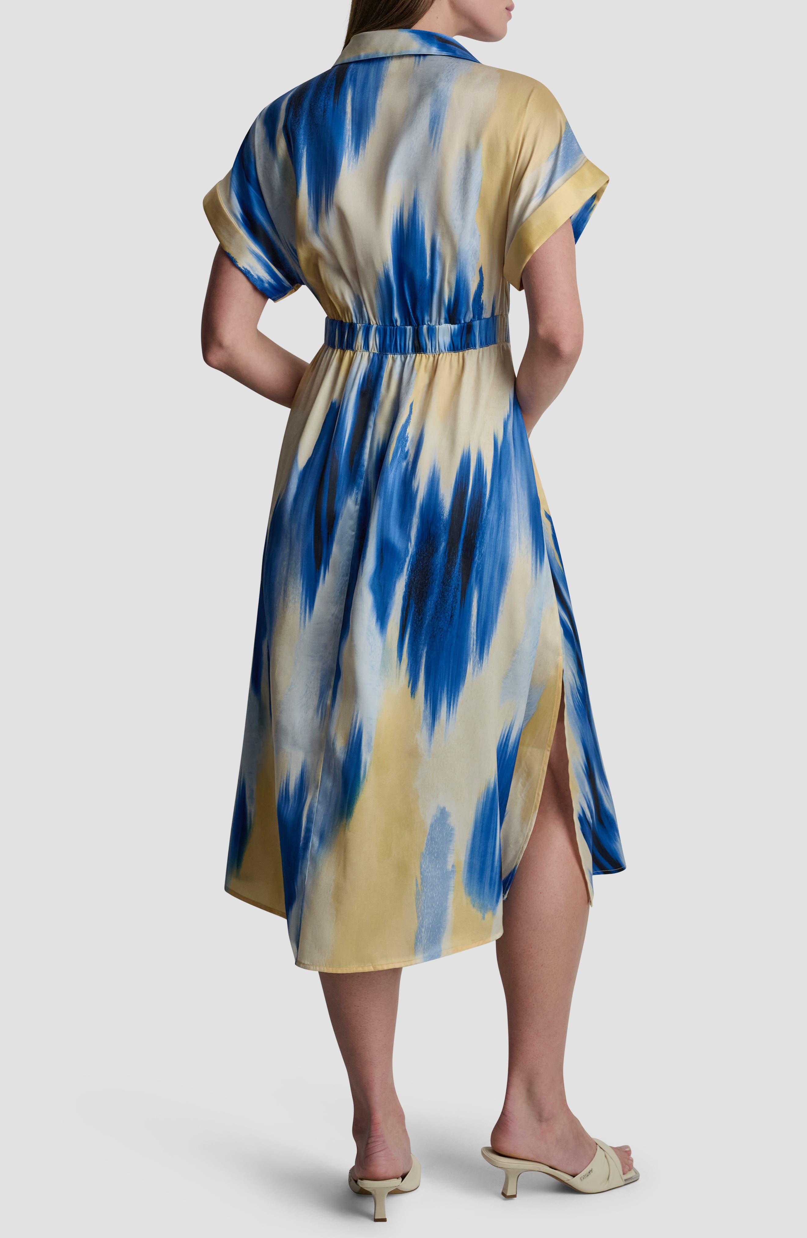 Abstract Satin Shirtdress - image 2