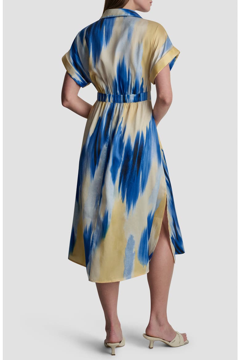 Abstract Satin Shirtdress, Alternate, color, SUNLIT SHORELINE