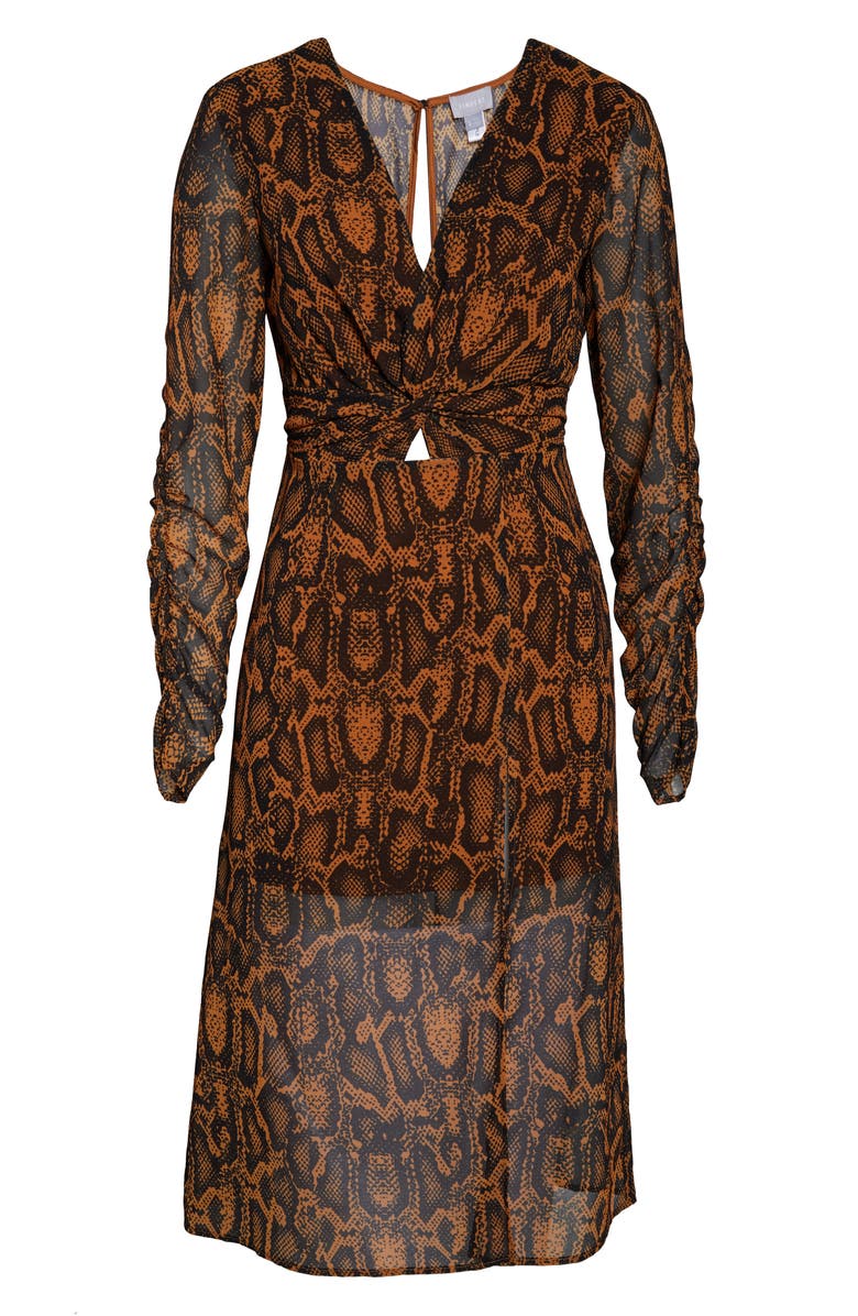 Finders Keepers Lana Snakeskin Print Long Sleeve Dress, Alternate, color, 