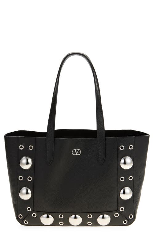 Valentino Garavani Medium Nellcôte Grommet Leather Tote In Black