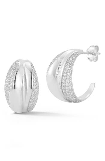 Chloe & Madison Chloe And Madison Cz Hoop Earrings In Silver