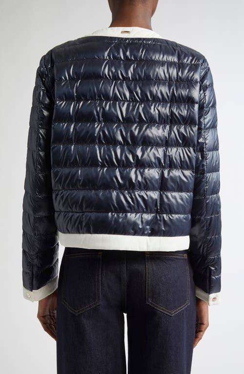 Herno Contrast Trim Quilted Nylon Down Jacket In Blue