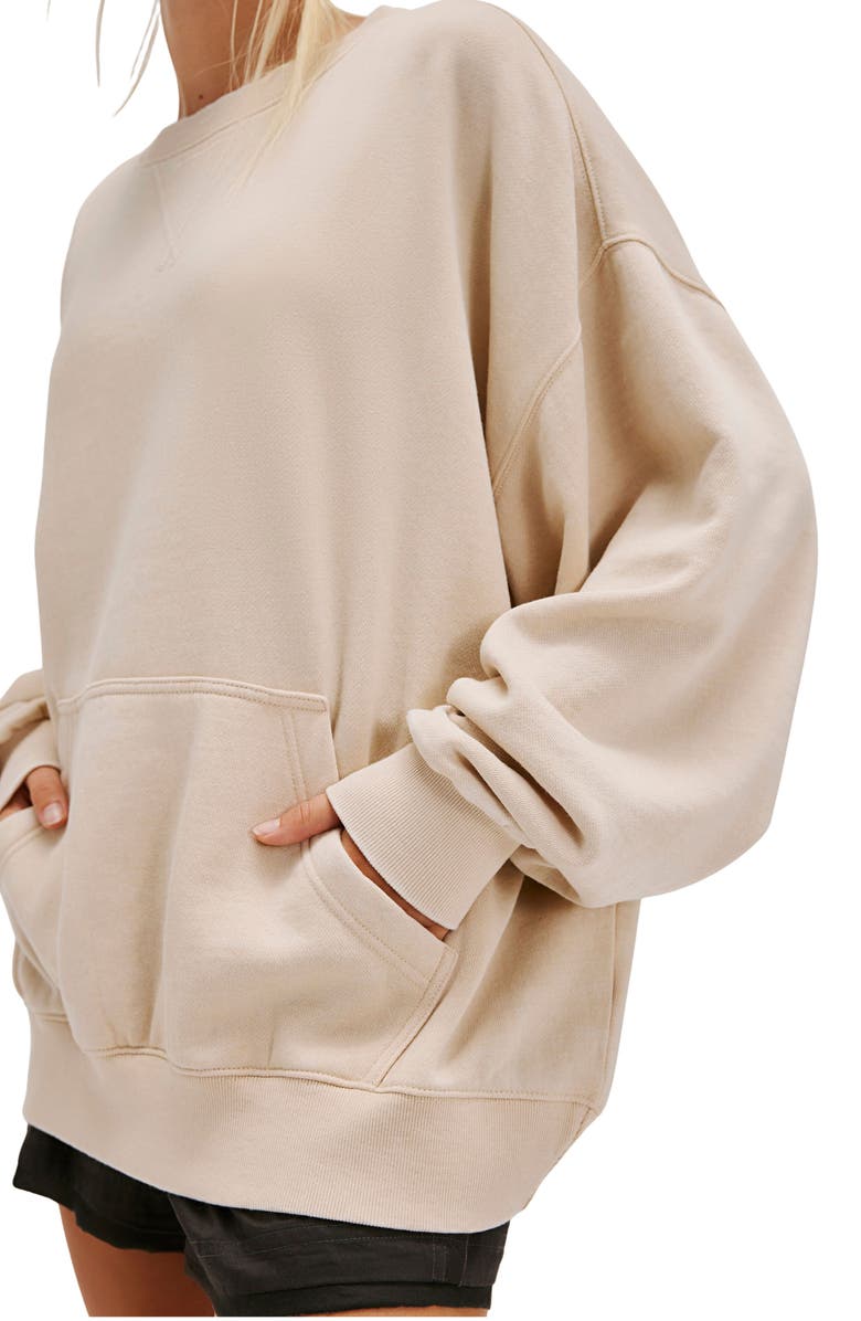 Free People Intimately FP Slow It Down Oversize Cotton Blend Sweatshirt, Alternate, color, Morning Oat