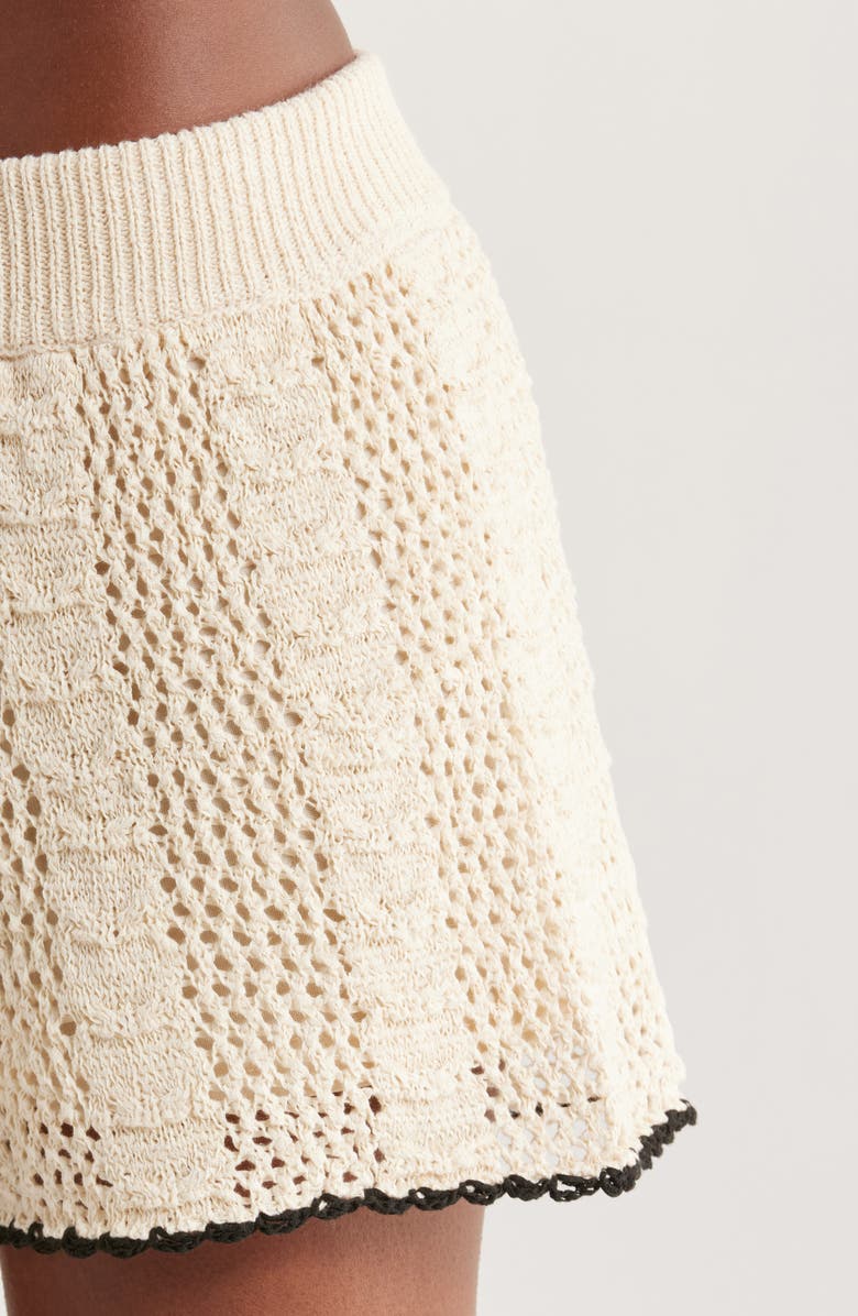 Elan Flowy Cotton Blend Cover-Up Shorts, Alternate, color, Natural/ Black Border